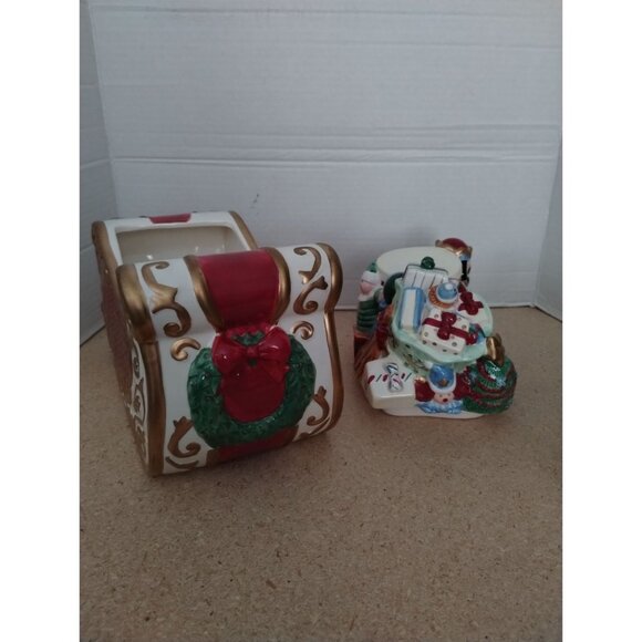 Avon 2002 St. Nicholas Cookie Jar Ceramic Sleigh With Toys & Gifts - Picture 9 of 9